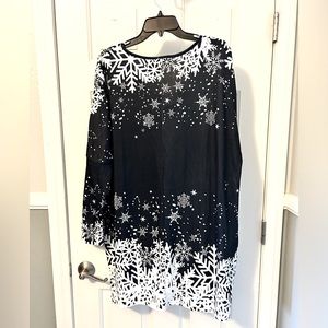 NORACORA Winter Snowflake Vneck Long Sleeve Shift - Large - NWT